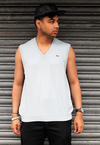 VINTAGE LACOSTE BLUE WOOL SLEEVELESS JUMPER