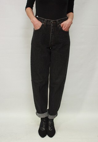 VINTAGE 80' AMAZING CLASSIC COOL GREY DENIM MOM JEANS