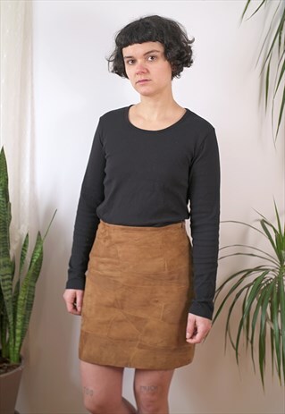 REAL SUEDE QUILTED SKIRT