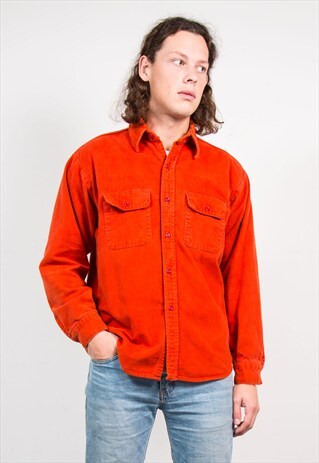 VINTAGE 90'S ORANGE THICK FLANNEL SHIRT