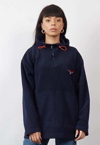 VINTAGE 90'S POLO RALPH LAUREN HOOD FLEECE QUARTER ZIP SWEAT