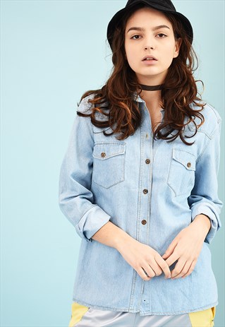 Y2K DENIM SHIRT TOP