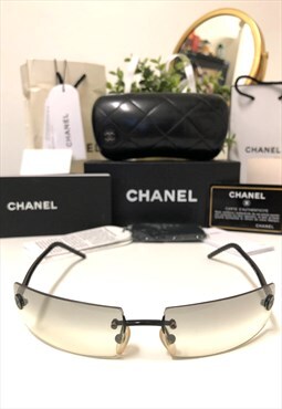 Chanel CC RAM 1921 AA Clear transparent rimless sunglasses. 
