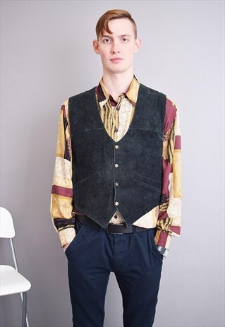 COOL 80'S RETRO WOODSTOCK GENUINE SUEDE GILET TOP VEST