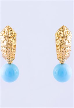 Gold Plated Blue Stone Earrings 