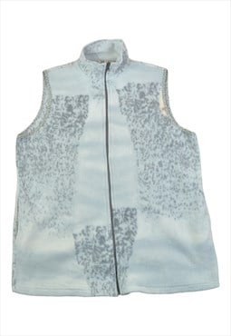 Vintage Vest Jacket Retro Snow Fox Print Blue Ladies XL