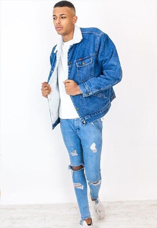 VINTAGE RIFLE SHERPA LINED DENIM JACKET