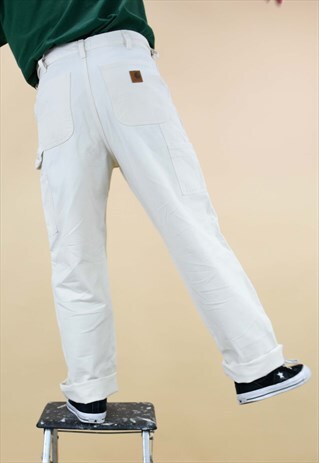 VINTAGE CARHARTT CREAM WORK TROUSERS