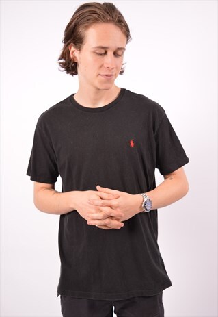 VINTAGE POLO RALPH LAUREN T-SHIRT TOP BLACK