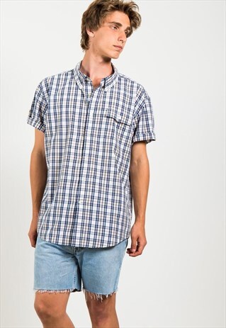 VINTAGE 80S TOMMY HILFIGER SHORT SLEEVE SHIRT / S3071