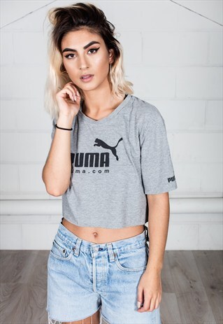 VINTAGE PUMA PUMA LOGO CROPPED UNISEX T-SHIRT