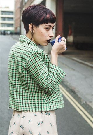 FUNKY CHECK GREEN BLAZER COAT