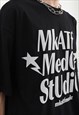 BLACK GRAPHIC COTTON OVERSIZED T SHIRT TEE