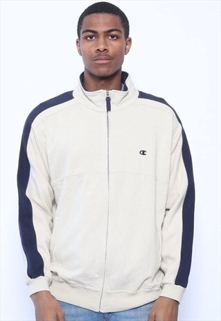 VINTAGE CHAMPION FULL ZIP LOGO SWEATSHIRT BEIGE