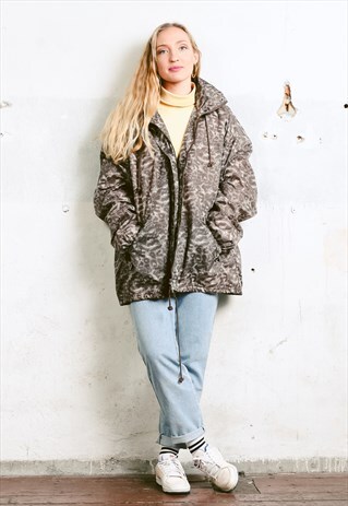 VINTAGE 90S ANIMAL PRINT PARKA JACKET