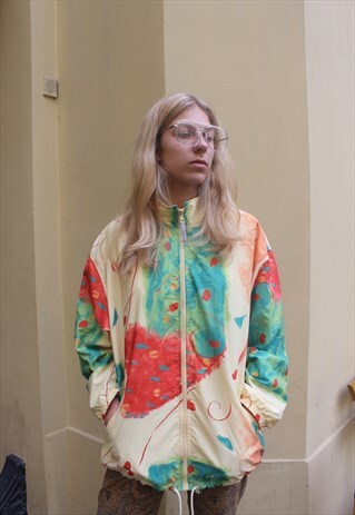 VINTAGE 90' OLDSCHOOL COLOURFUL ZIPPED UNISEX WINDBREAK
