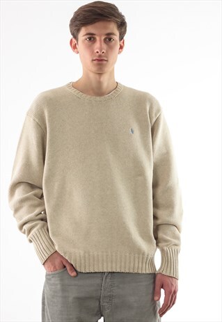 VINTAGE POLO RALPH LAUREN SWEATER 90S BEIGE KNITTED