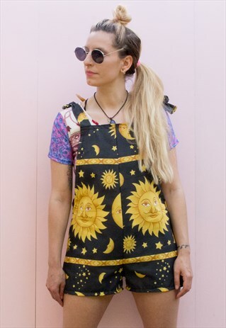 CELESTIAL SUN & MOON PRINT SHORT PLAYSUIT