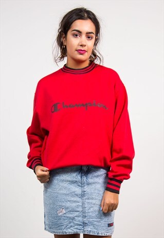 VINTAGE 90'S RED CHAMPION SWEATSHIRT JUMPER