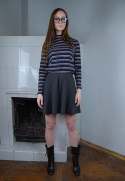 Vintage y2k stripped funky festival blouse jumper in navy