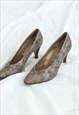 VINTAGE 80S POINTED MID HEELS IN FAUX SNAKE SKIN LEATHER