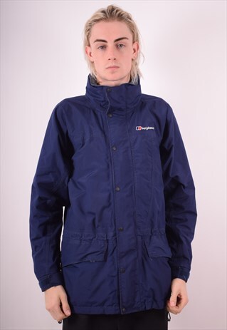 BERGHAUS MENS VINTAGE JACKET MEDIUM NAVY BLUE 90S
