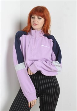 Vintage Champion 1/4 Zip Oversize Sweatshirt Pink