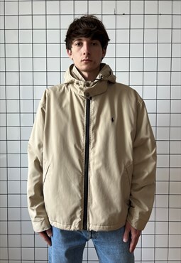 Vintage POLO RALPH LAUREN Jacket Hooded Coat 90s Beige
