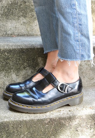 VINTAGE DR MARTENS 90S BLACK CHUNKY BUCKLE STRAP SHOES