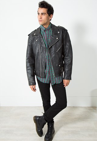 VINTAGE BIKER LEATHER JACKET / S39