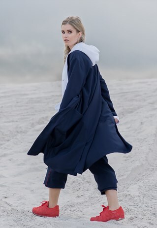 DARK BLUE LONGLINE COAT