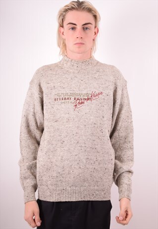 KAPPA MENS VINTAGE JUMPER SWEATER MEDIUM GREY 90S