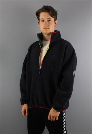 VINTAGE TIMBERLAND 1/4 ZIP FLEECE IN NAVY WITH EMBROIDERED L