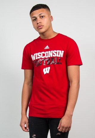 ADIDAS USA T-SHIRT WISCONSIN FOOTBALL BADGERS