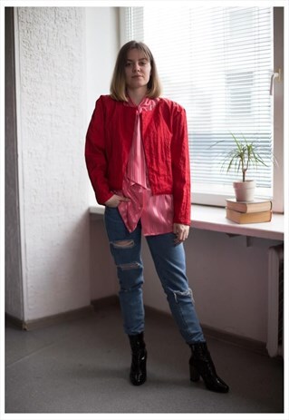VINTAGE 80'S RED CROPPED JACKET