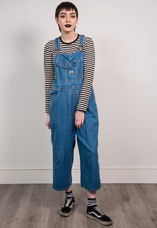 VINTAGE 90'S BLUE DENIM LONG DUNGAREES