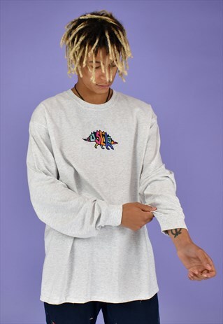 G&G UNISEX ASH ORIGINAL DINO L/S CUFFED TEE