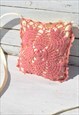Handmade pink upsycled crochet cotton cross body small bag