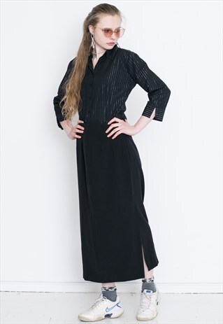 VINTAGE BLACK RETRO LONG SKIRT