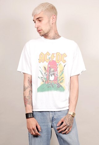 VINTAGE RARE AC/DC WHITE BAND T-SHIRT