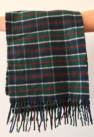 VINTAGE 80S RETRO TARTAN CHECKED PLAID CLASSY SOFT SCARF