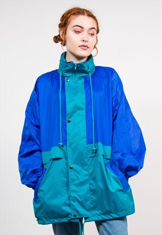 VINTAGE BLUE 90'S COLOURBLOCK CAGOULE