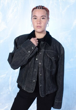 VINTAGE KENZO GREY/BLACK DENIM JACKET