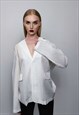 TRANSPARENT BLAZER FORMAL GOING OUT SHEER JACKET IN WHITE