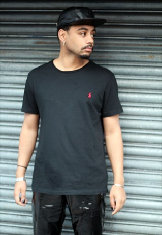VINTAGE RALPH LAUREN LOGO BLACK T-SHIRT
