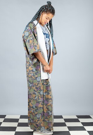 VINTAGE GREEN ORIGINAL LONG KIMONO