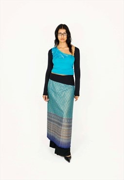 Vintage 90s Ethnic Indian Wrap Long Skirt 