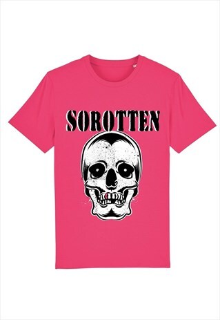 SOROTTEN SKULL FITTED T-SHIRT IN PINK