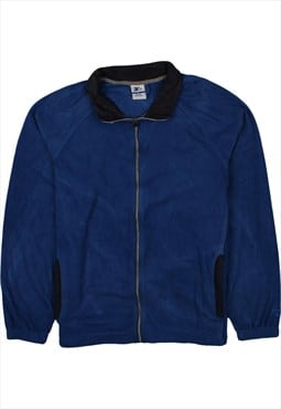 Vintage 90's Starter Fleece Jumper Plain Zip Up Blue Medium