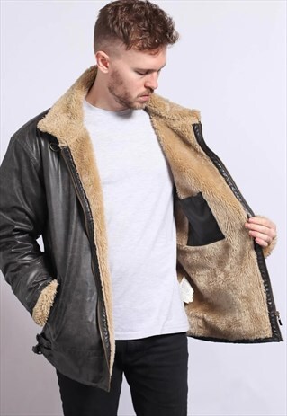 VINTAGE FAUX LEATHER AVIATOR JACKET